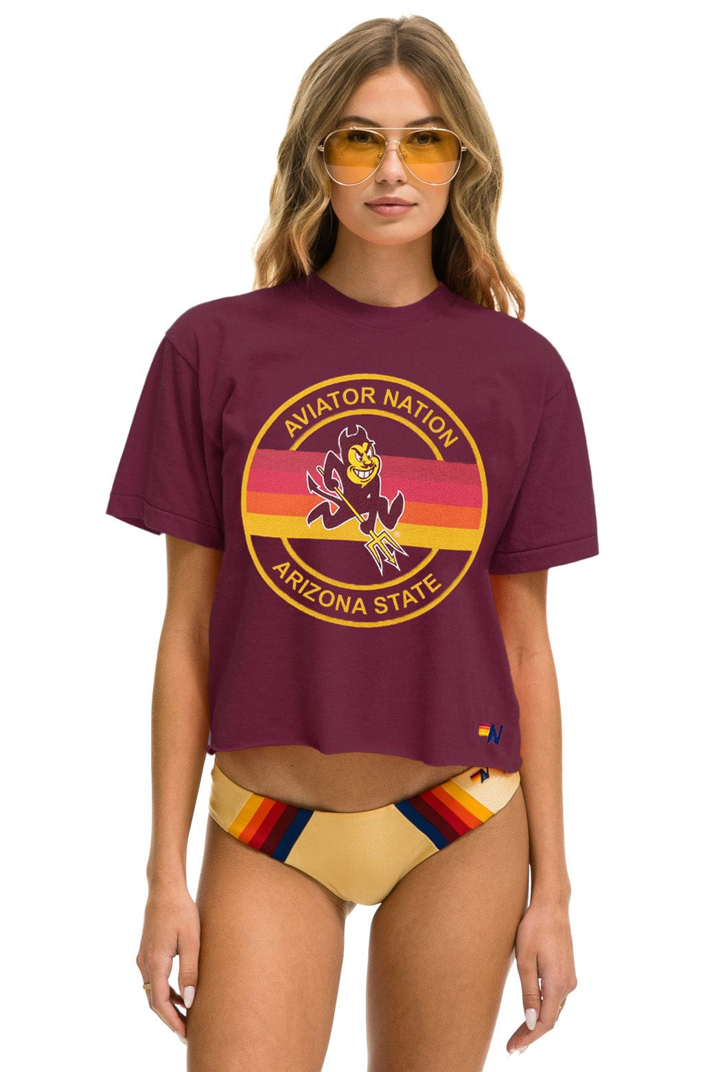Classic ASU BOLT BOYFRIEND TEE - MAROON