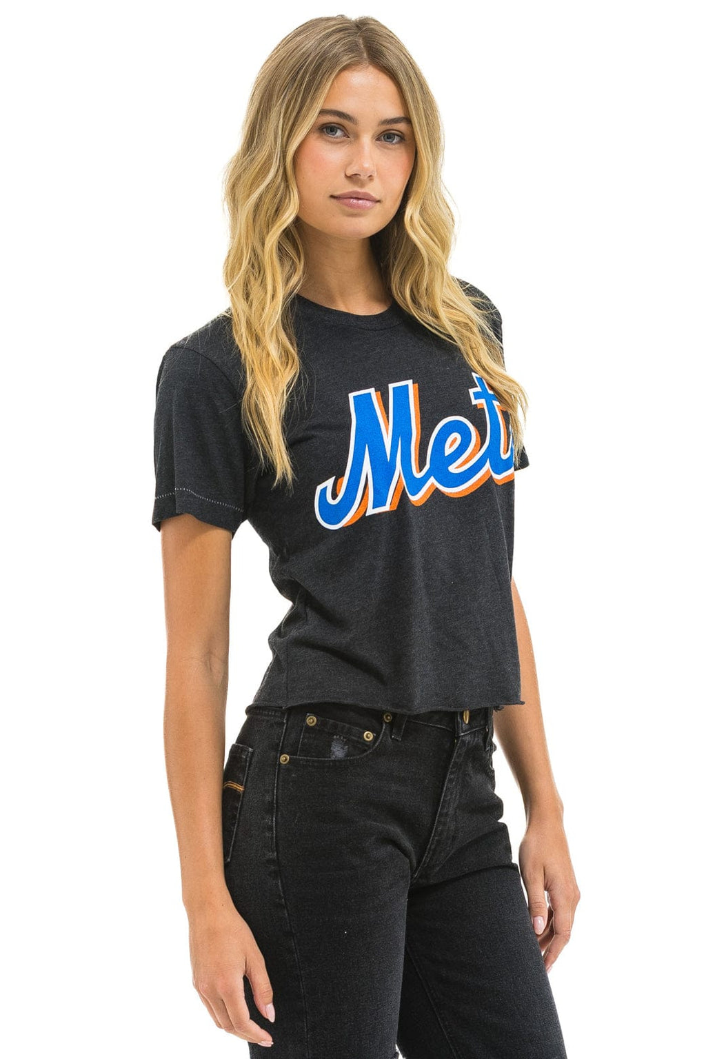 Classic NY METS AVIATOR NATION BOYFRIEND TEE - BLACK