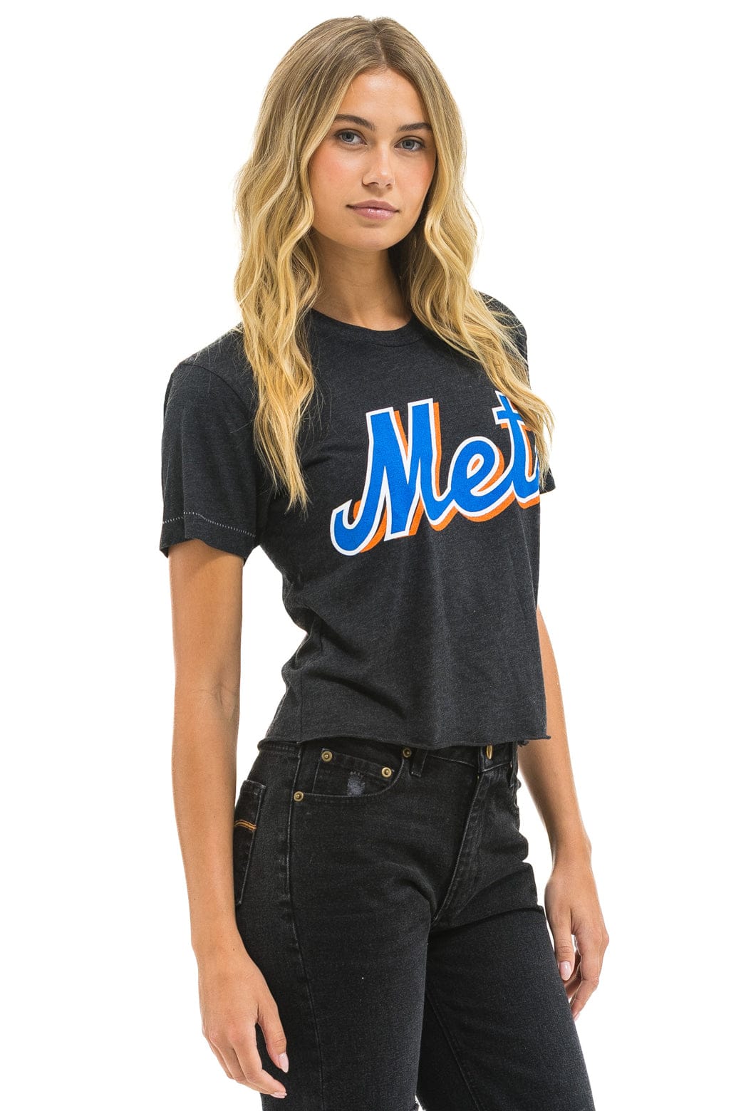 Classic NY METS AVIATOR NATION BOYFRIEND TEE - BLACK