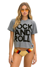 Classic ROCK AND ROLL BOYFRIEND TEE - HEATHER GREY