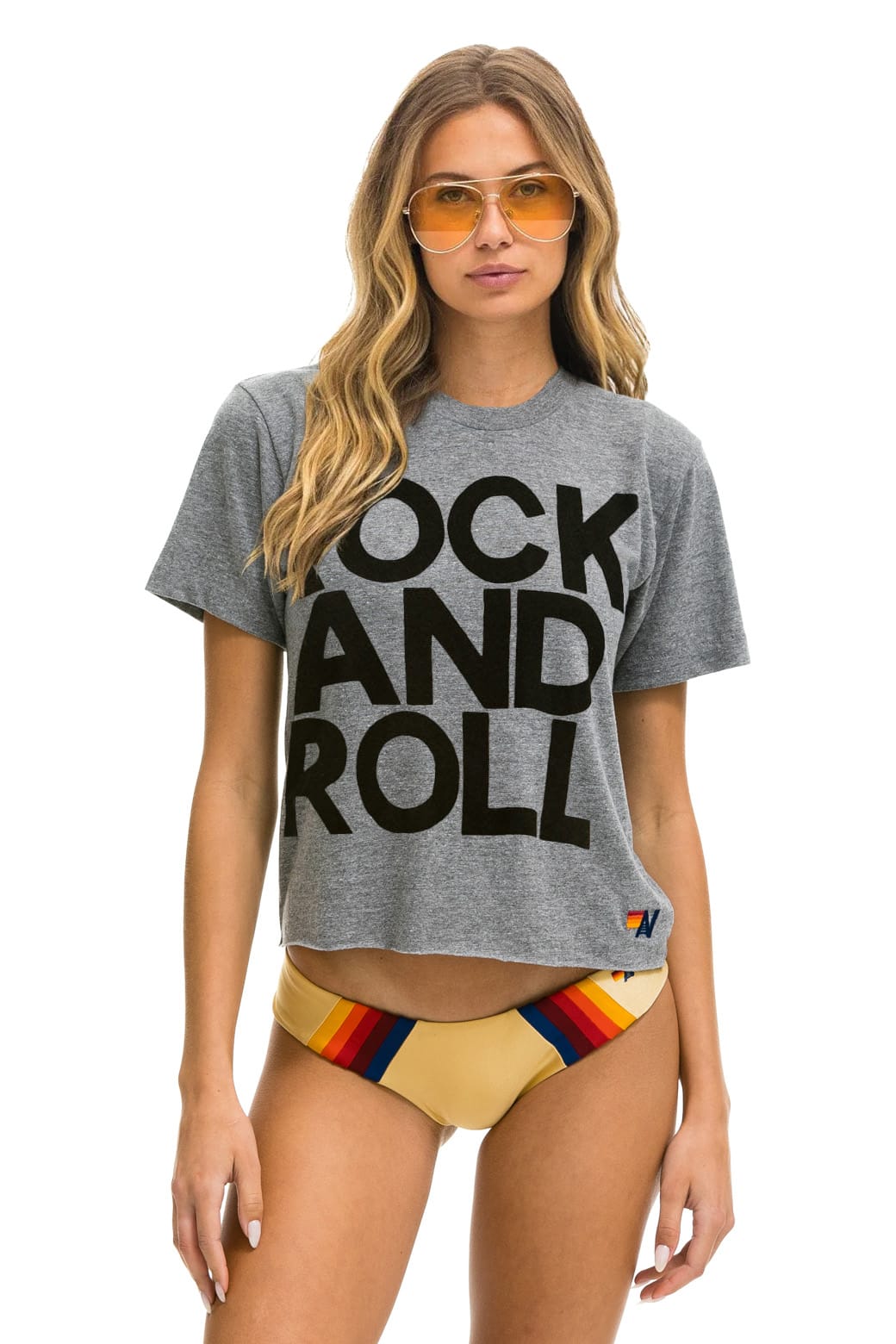 Classic ROCK AND ROLL BOYFRIEND TEE - HEATHER GREY