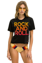 Classic ROCK & ROLL FADE BOYFRIEND TEE - CHARCOAL