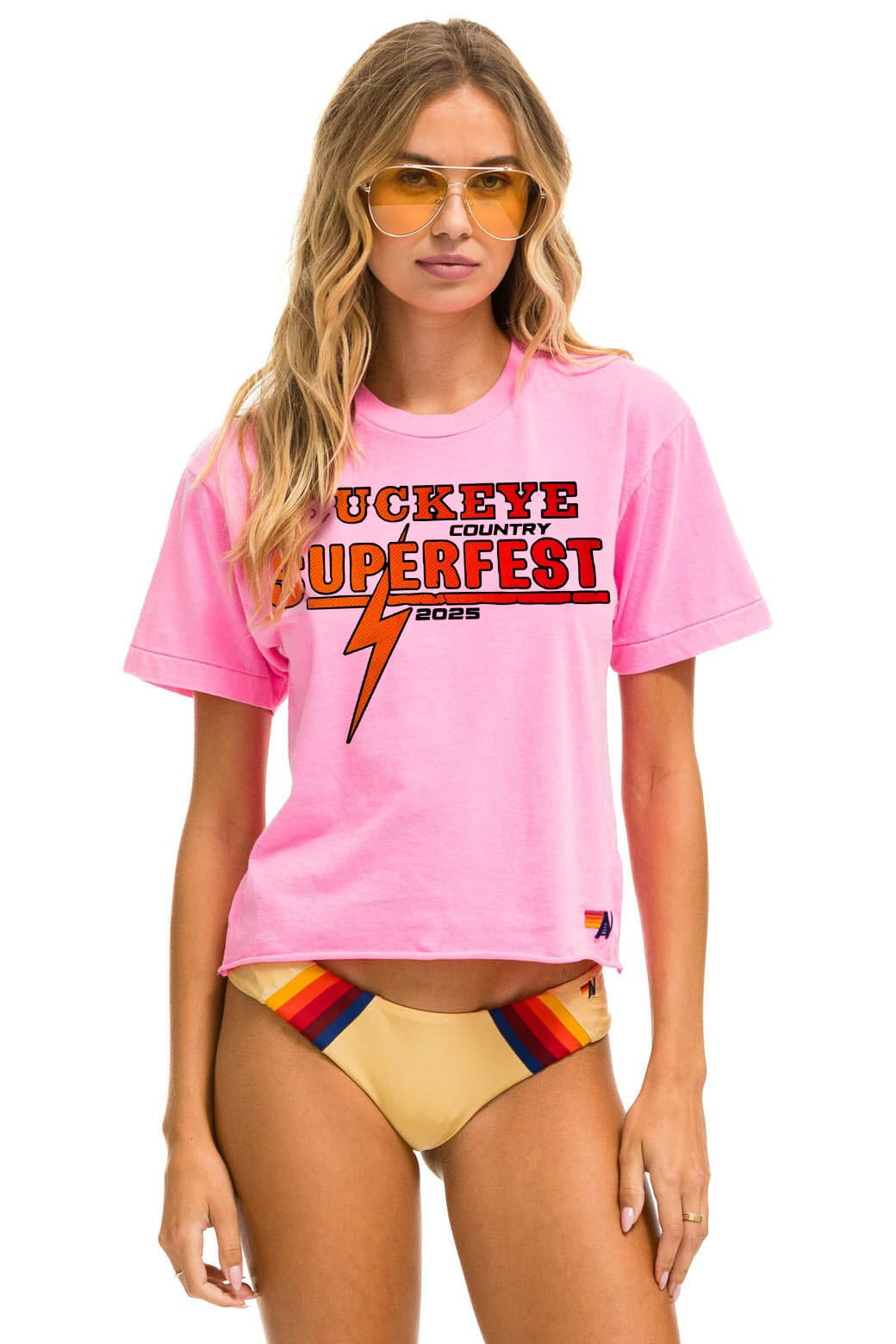 Classic BUCKEYE FEST 2025 BOYFRIEND TEE SHIRT - NEON PINK