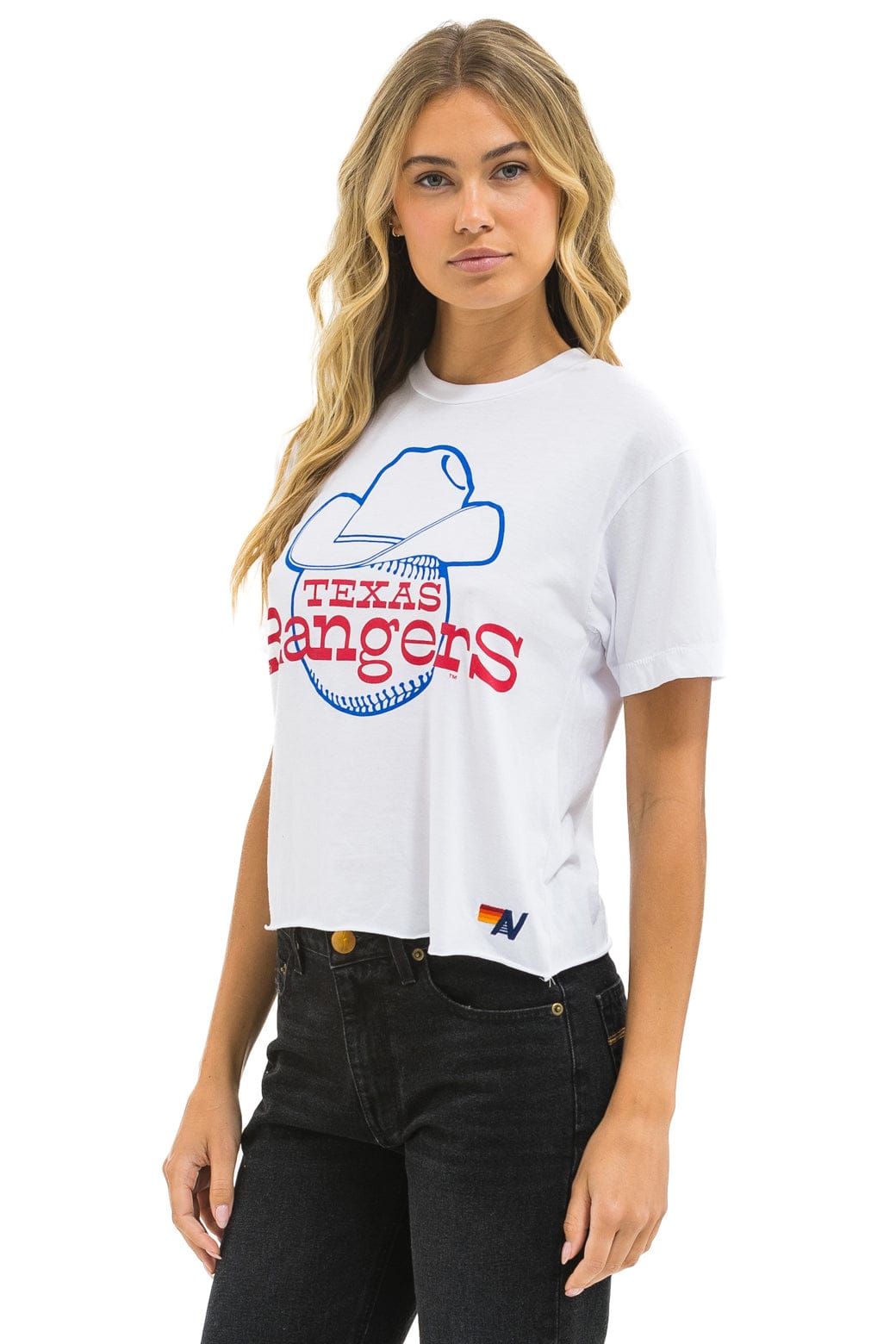 Classic TEXAS RANGERS BOLT WOMENS BOYFRIEND TEE - WHITE