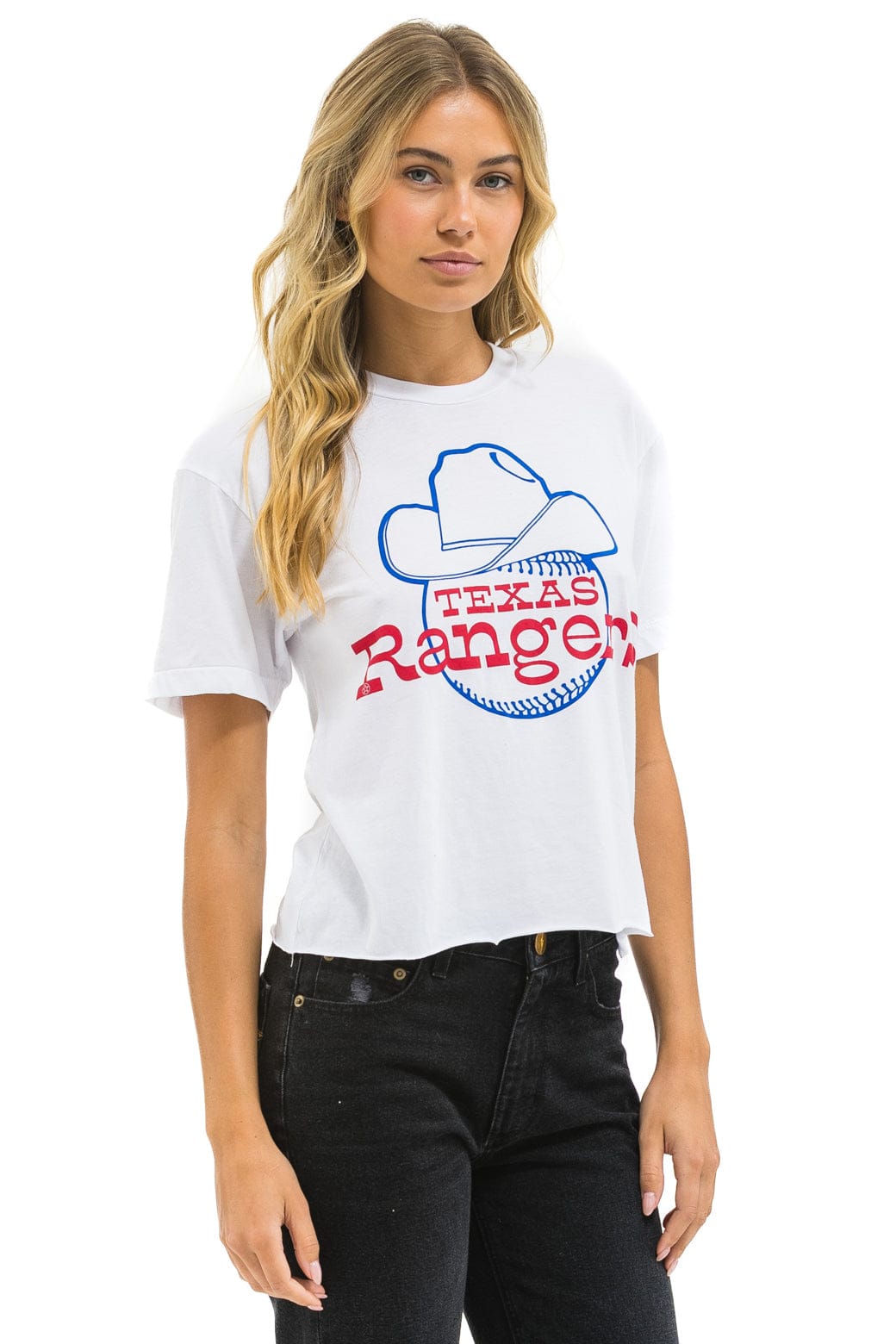 Classic TEXAS RANGERS BOLT WOMENS BOYFRIEND TEE - WHITE