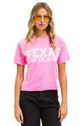 Classic UNIVERSITY OF TEXAS BOLT HOOKEM BOYFRIEND TEE - NEON PINK
