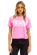 Classic UNIVERSITY OF TEXAS BOLT HOOKEM BOYFRIEND TEE - NEON PINK