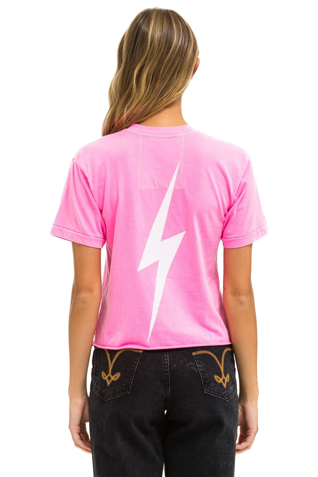 Classic UNIVERSITY OF TEXAS BOLT HOOKEM BOYFRIEND TEE - NEON PINK