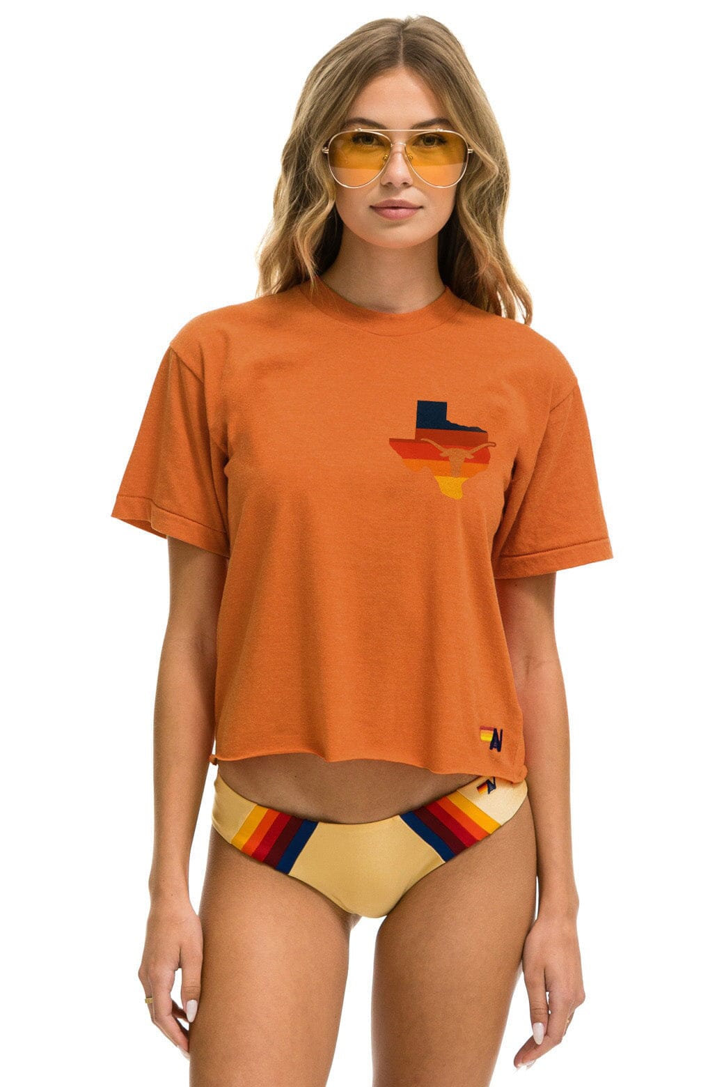Classic UNIVERSITY OF TEXAS STATE LOGO BOYFRIEND TEE - BURNT ORANGE