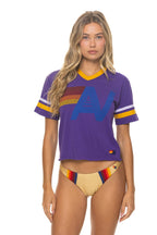 Classic LOGO V-NECK JERSEY BOYFRIEND TEE - DEEP PURPLE WHITE GOLD