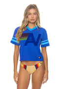Classic LOGO V-NECK JERSEY BOYFRIEND TEE - OCEAN NEON BLUE