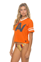 Classic LOGO V-NECK JERSEY BOYFRIEND TEE - ORANGE VINTAGE WHITE