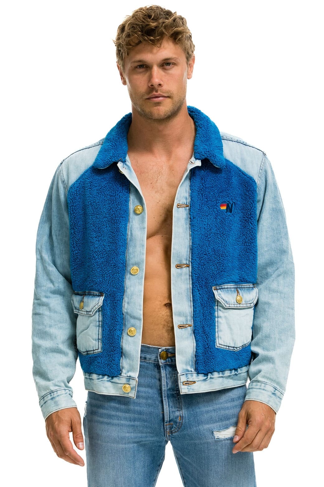 Classic ASPEN SHERPA UNISEX DENIM JACKET - SUPER LIGHT BLUE