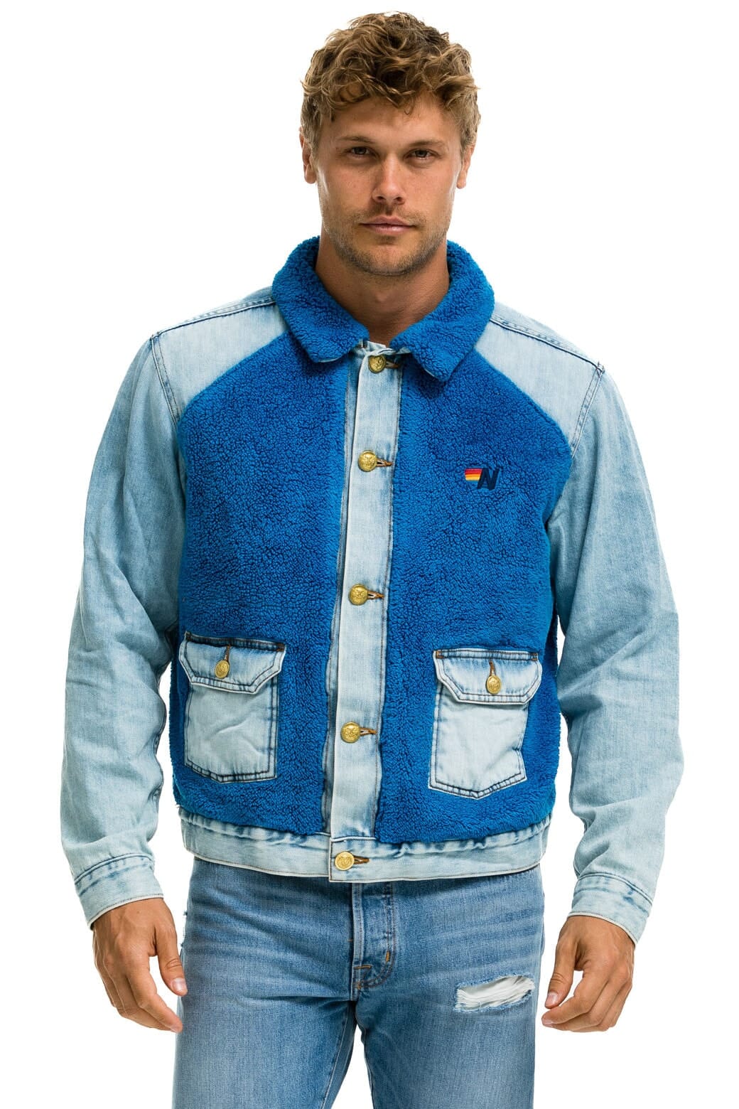 Classic ASPEN SHERPA UNISEX DENIM JACKET - SUPER LIGHT BLUE