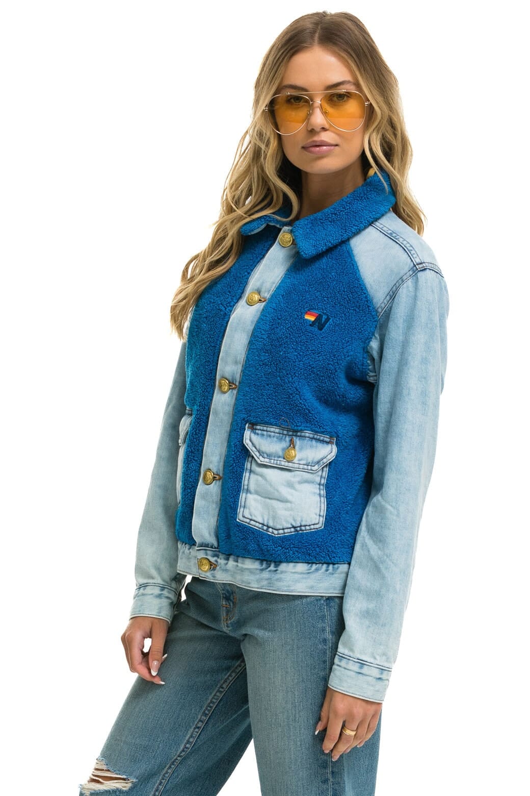 Classic ASPEN SHERPA UNISEX DENIM JACKET - SUPER LIGHT BLUE