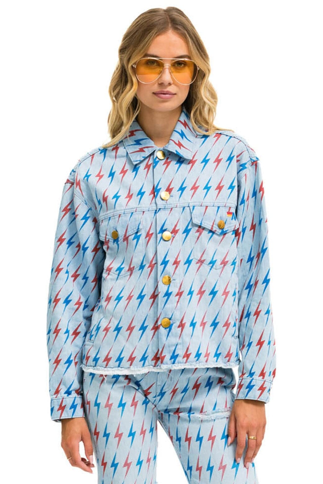 Classic AVIATOR BOLT OVERSIZED CUTOFF DENIM JACKET - SUPER LIGHT