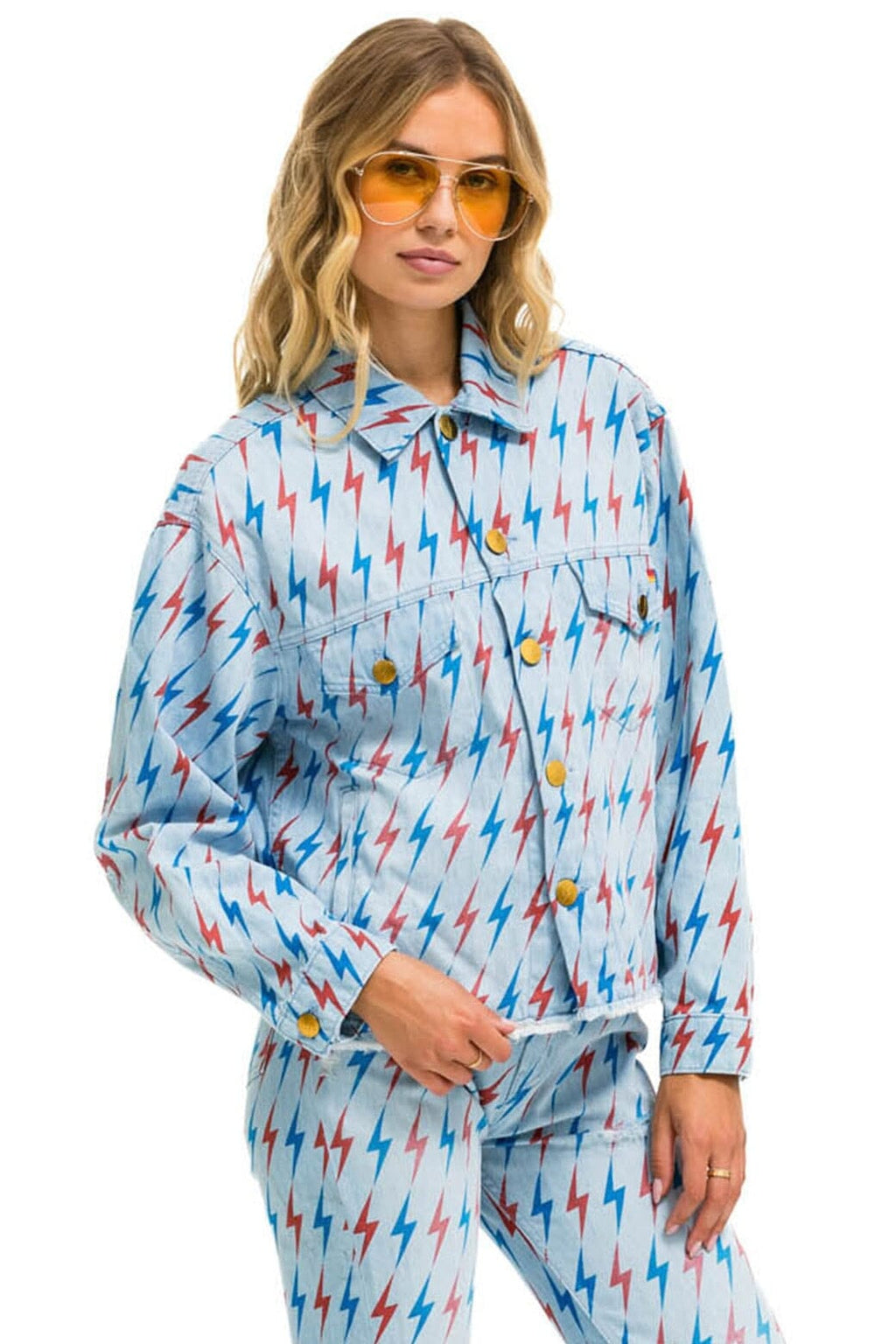 Classic AVIATOR BOLT OVERSIZED CUTOFF DENIM JACKET - SUPER LIGHT