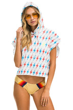 Classic AVIATOR BOLT SLEEVELESS RELAXED CROPPED PULLOVER HOODIE - WHITE USA