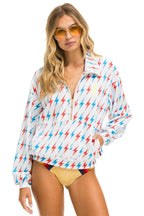 Classic AVIATOR BOLT W BOLT EMBROIDERY FLEECE HALF ZIP SWEATSHIRT - WHITE USA