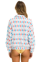 Classic AVIATOR BOLT W BOLT EMBROIDERY FLEECE HALF ZIP SWEATSHIRT - WHITE USA