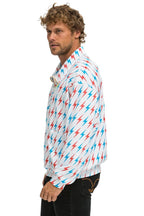 Classic AVIATOR BOLT W BOLT EMBROIDERY FLEECE HALF ZIP SWEATSHIRT - WHITE USA