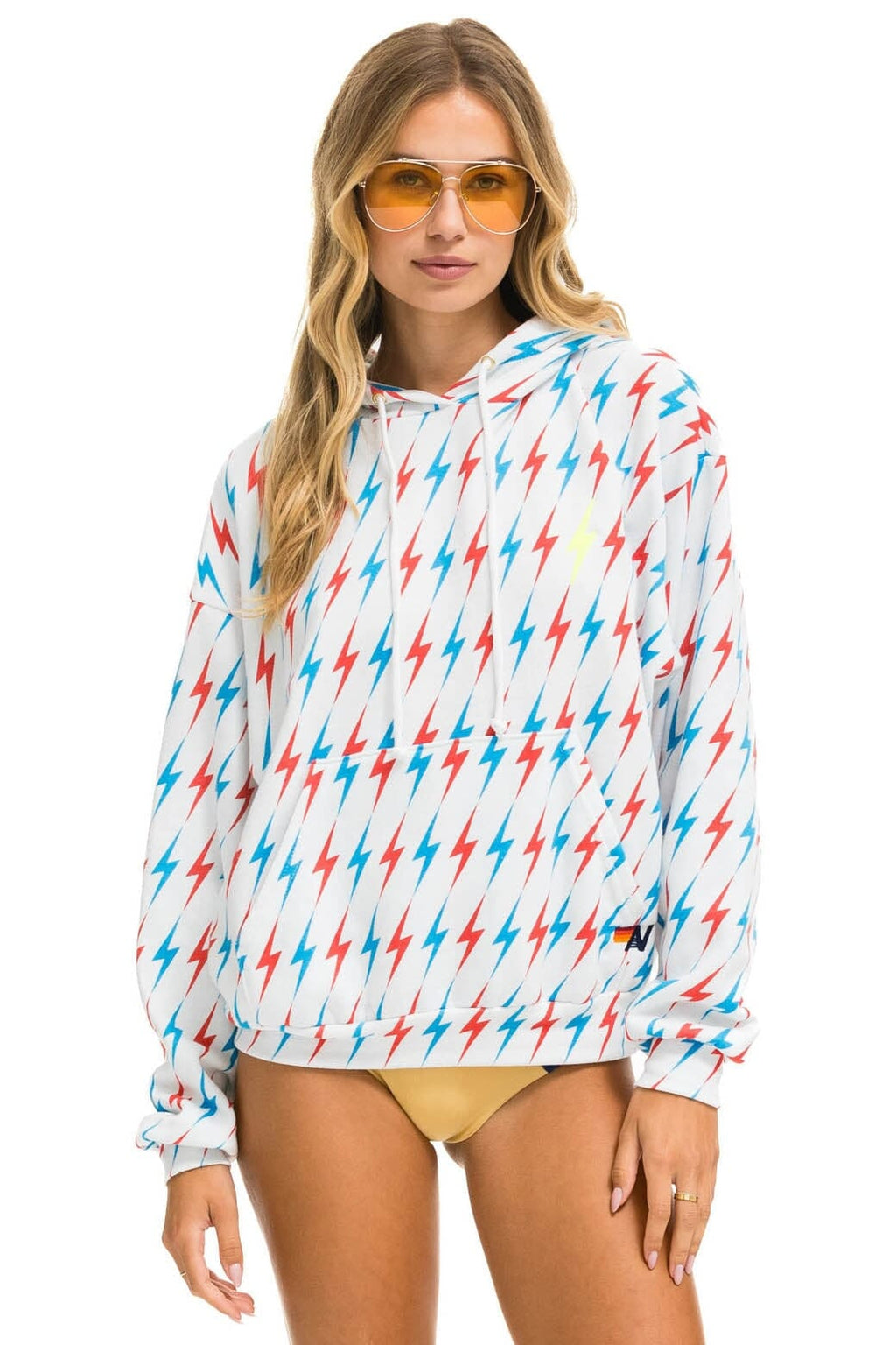 Classic AVIATOR BOLT W BOLT EMBROIDERY RELAXED PULLOVER HOODIE - WHITE USA