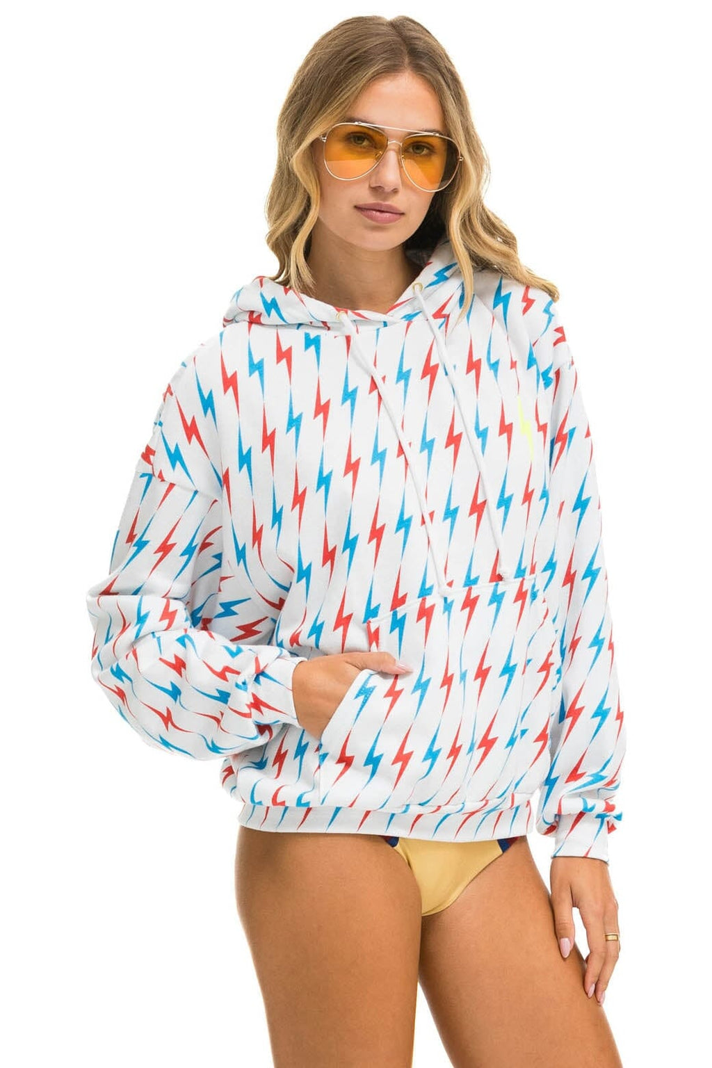 Classic AVIATOR BOLT W BOLT EMBROIDERY RELAXED PULLOVER HOODIE - WHITE USA