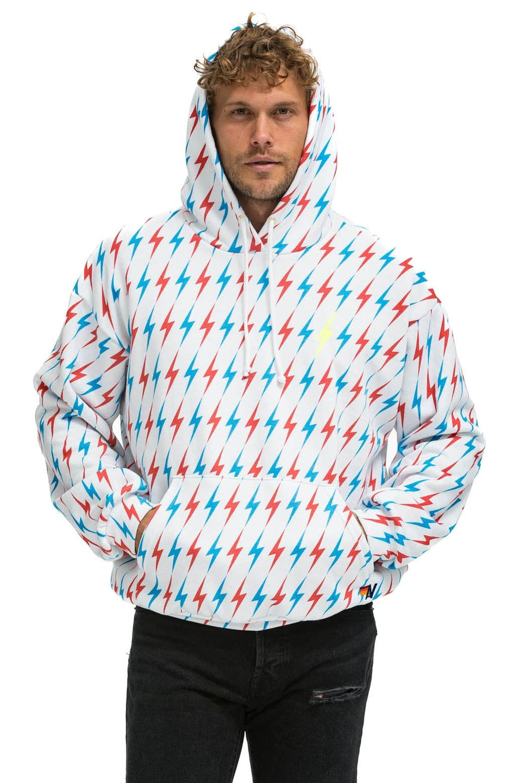 Classic AVIATOR BOLT W BOLT EMBROIDERY RELAXED PULLOVER HOODIE - WHITE USA
