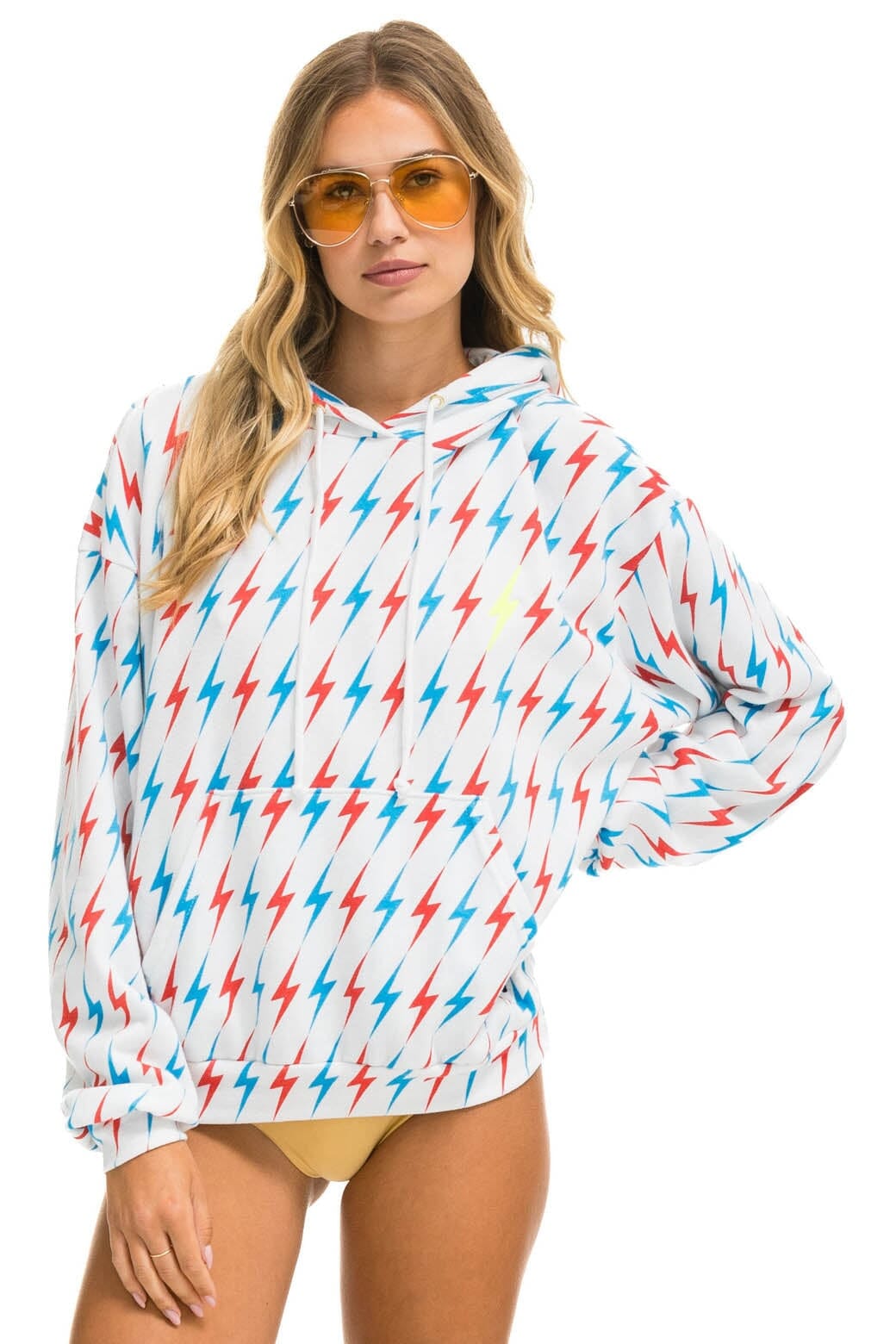 Classic AVIATOR BOLT W BOLT EMBROIDERY RELAXED PULLOVER HOODIE - WHITE USA