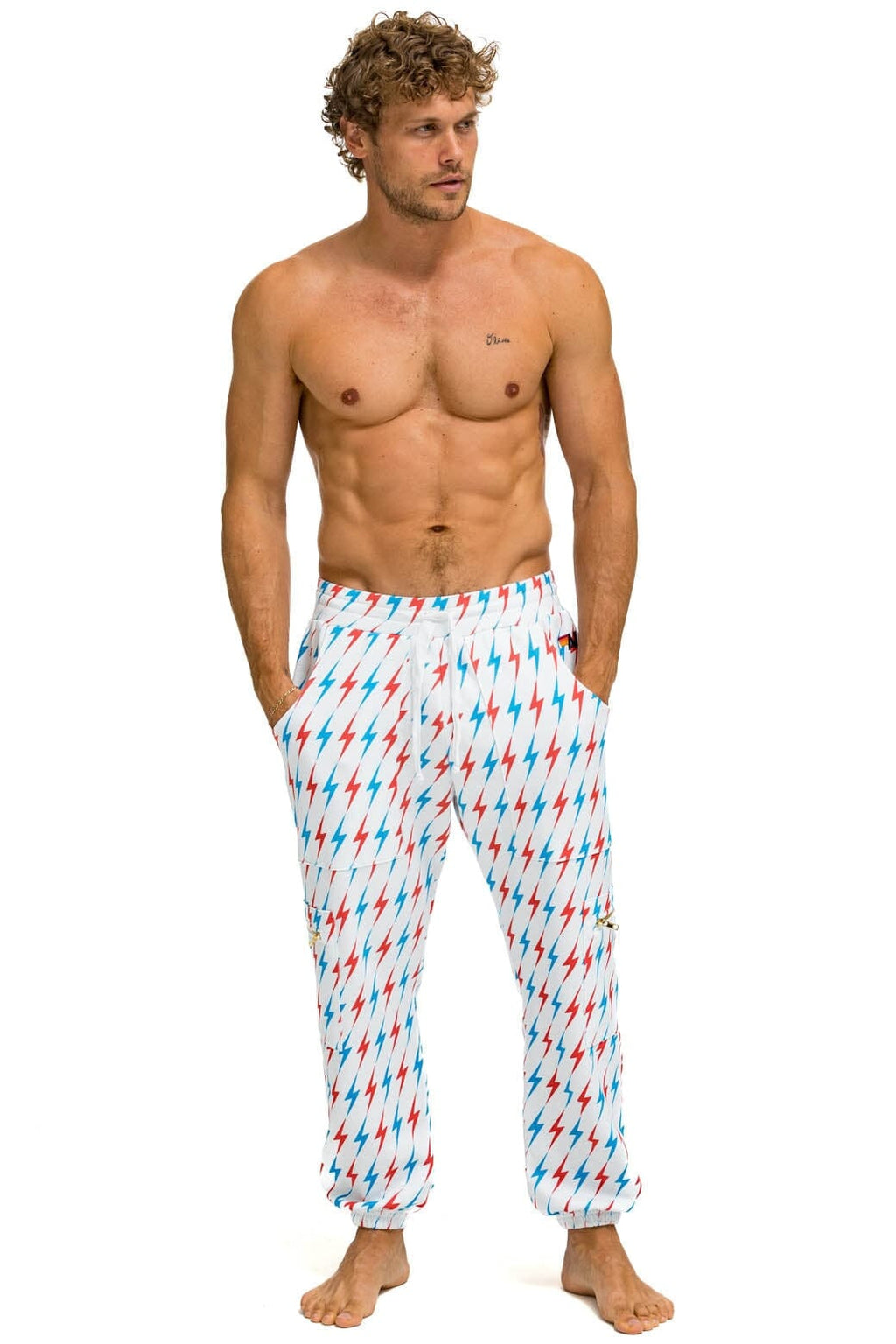 Classic AVIATOR BOLT EMBROIDERY SWEATPANTS - WHITE USA