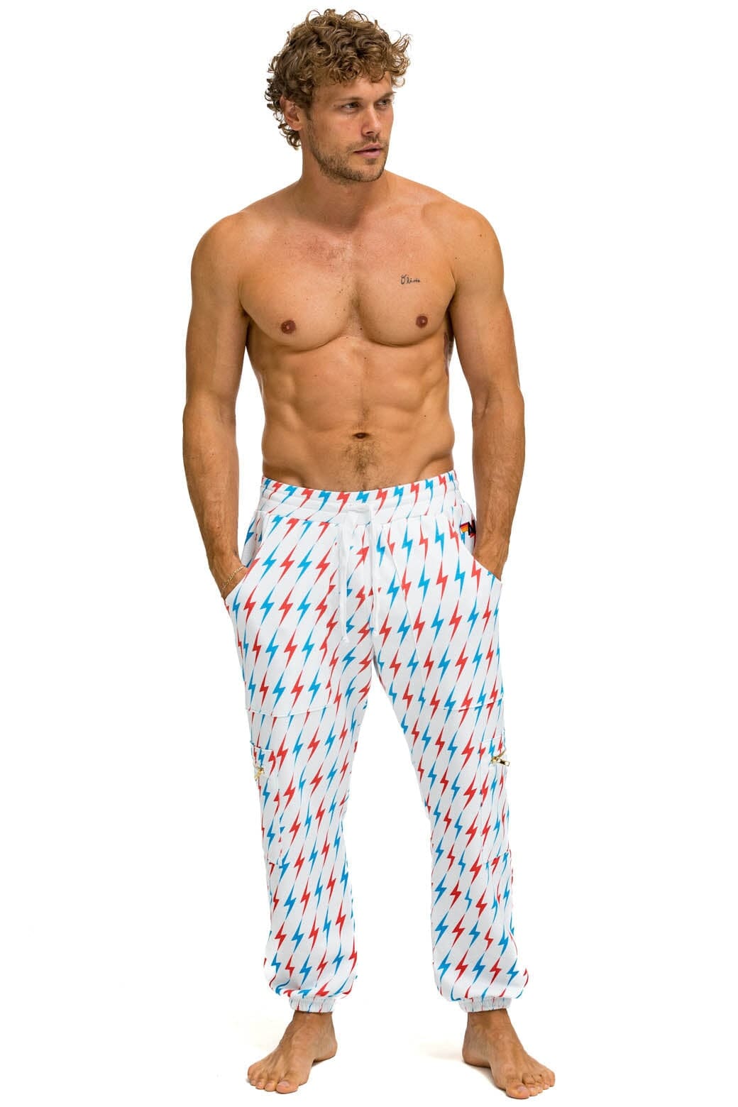 Classic AVIATOR BOLT EMBROIDERY SWEATPANTS - WHITE USA