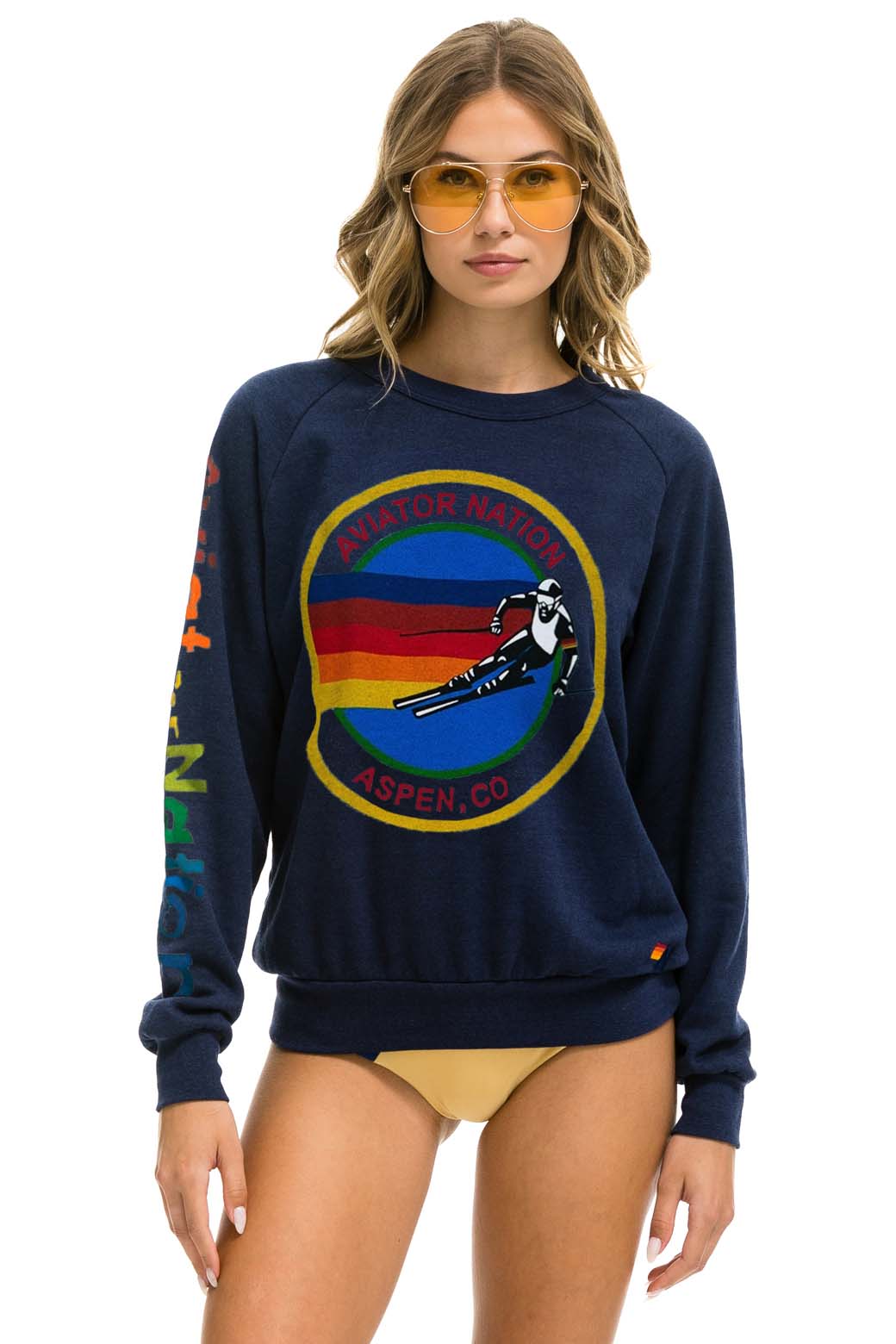 Classic AVIATOR NATION ASPEN CREW SWEATSHIRT - NAVY
