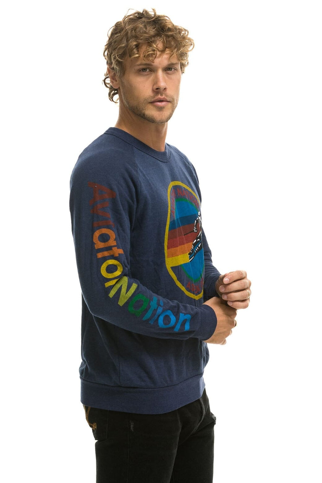Classic AVIATOR NATION ASPEN CREW SWEATSHIRT - NAVY