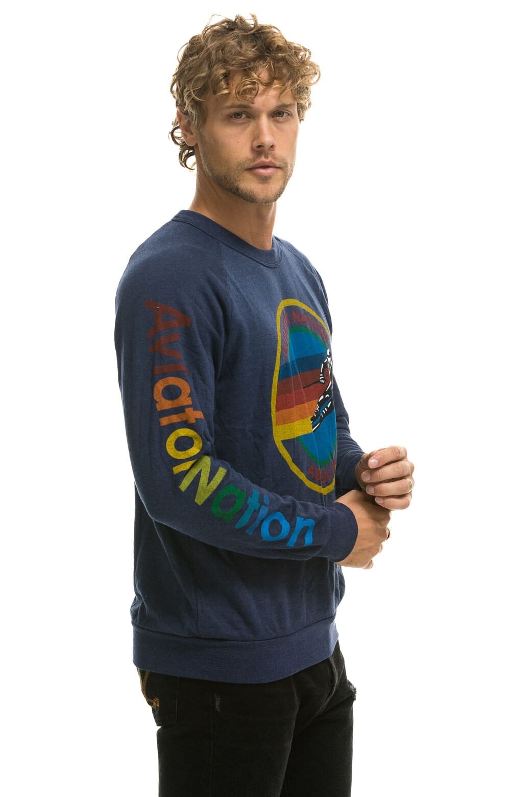 Classic AVIATOR NATION ASPEN CREW SWEATSHIRT - NAVY