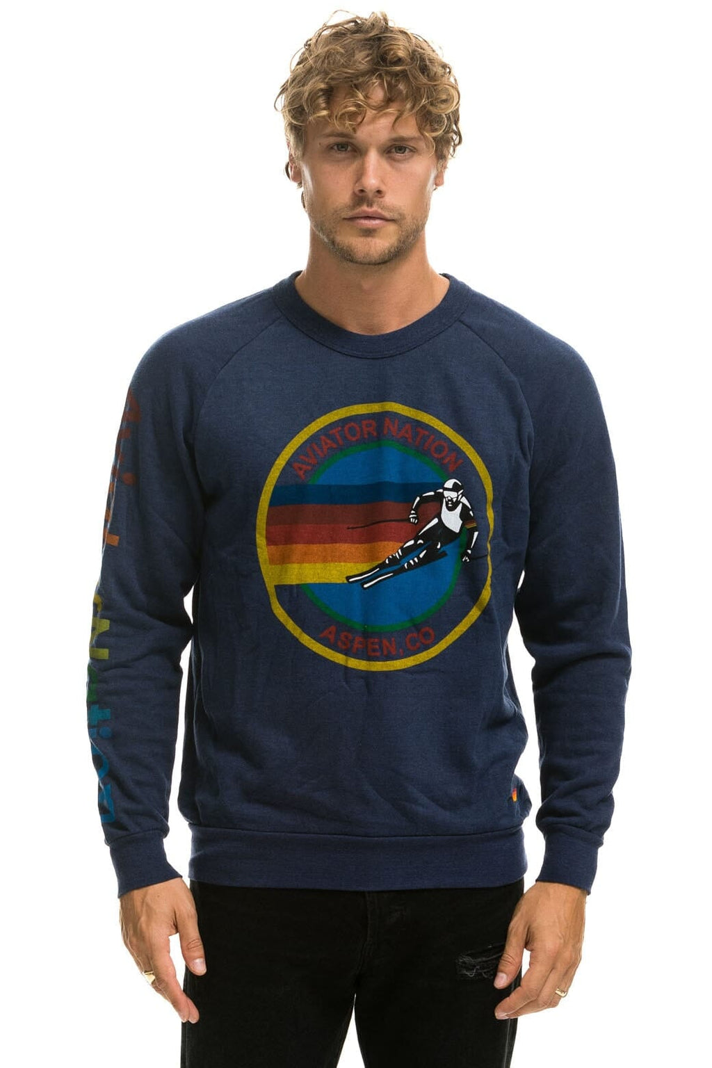 Classic AVIATOR NATION ASPEN CREW SWEATSHIRT - NAVY