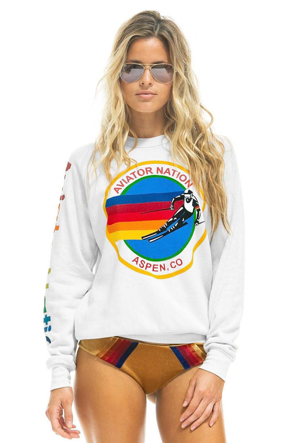 Classic AVIATOR NATION ASPEN SWEATSHIRT - WHITE