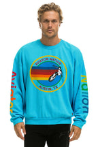 Classic AVIATOR NATION AUSTIN RELAXED CREW SWEATSHIRT - NEON BLUE