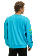 Classic AVIATOR NATION AUSTIN RELAXED CREW SWEATSHIRT - NEON BLUE