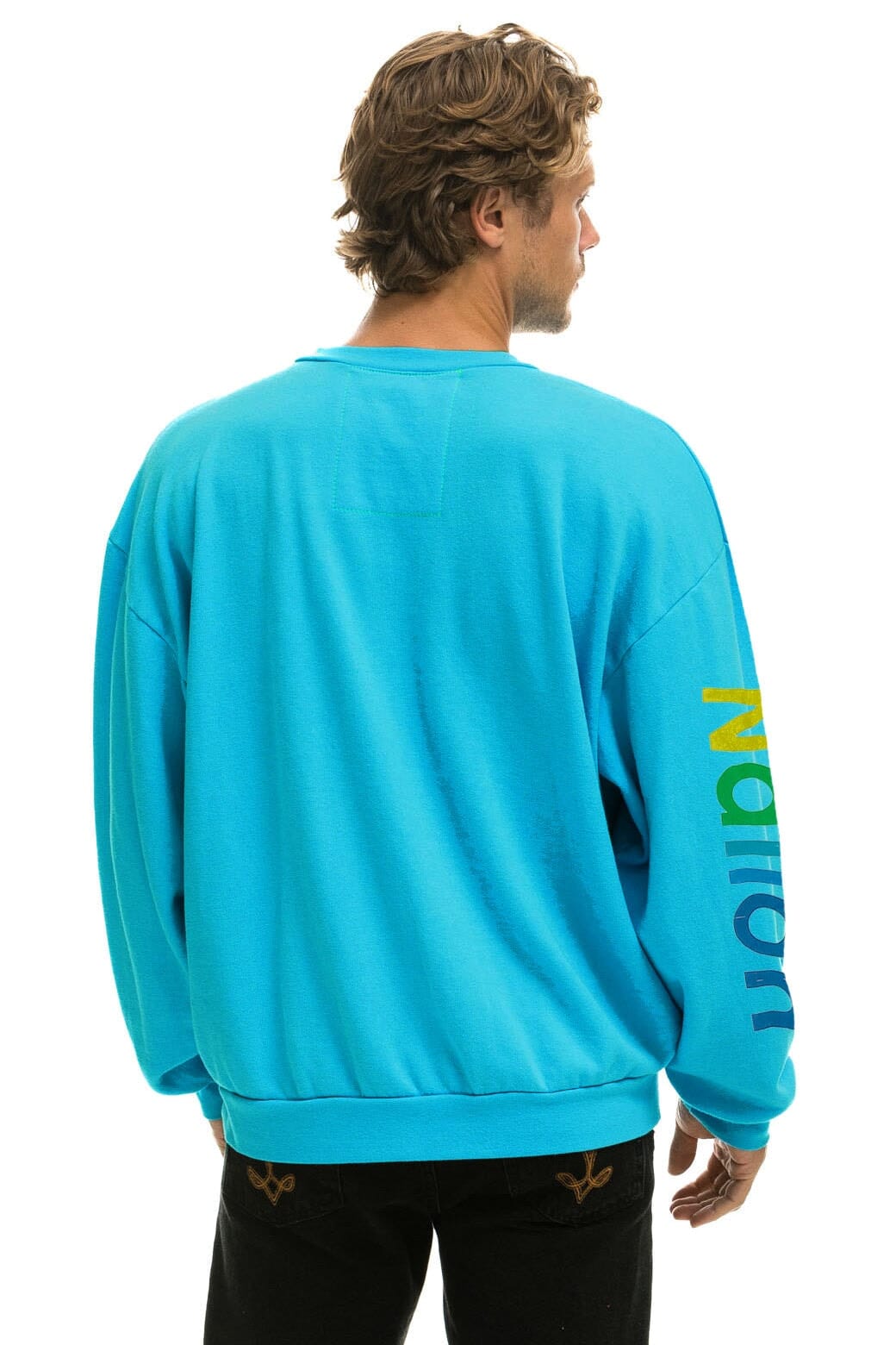 Classic AVIATOR NATION AUSTIN RELAXED CREW SWEATSHIRT - NEON BLUE