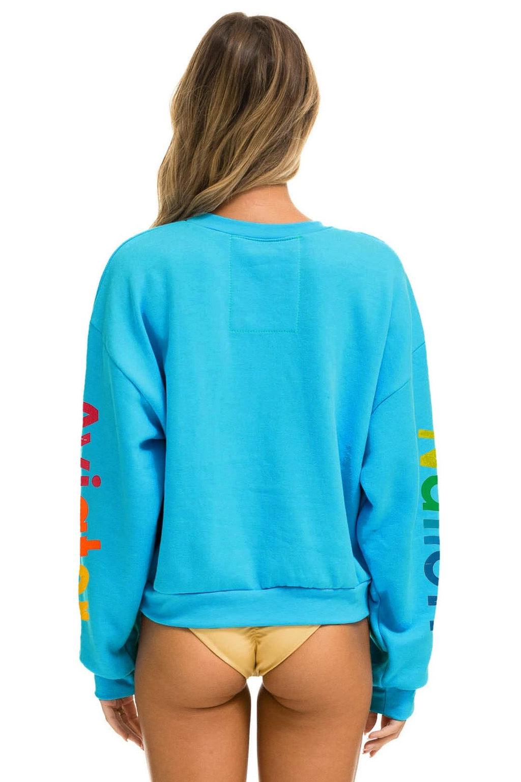 Classic AVIATOR NATION AUSTIN RELAXED CREW SWEATSHIRT - NEON BLUE