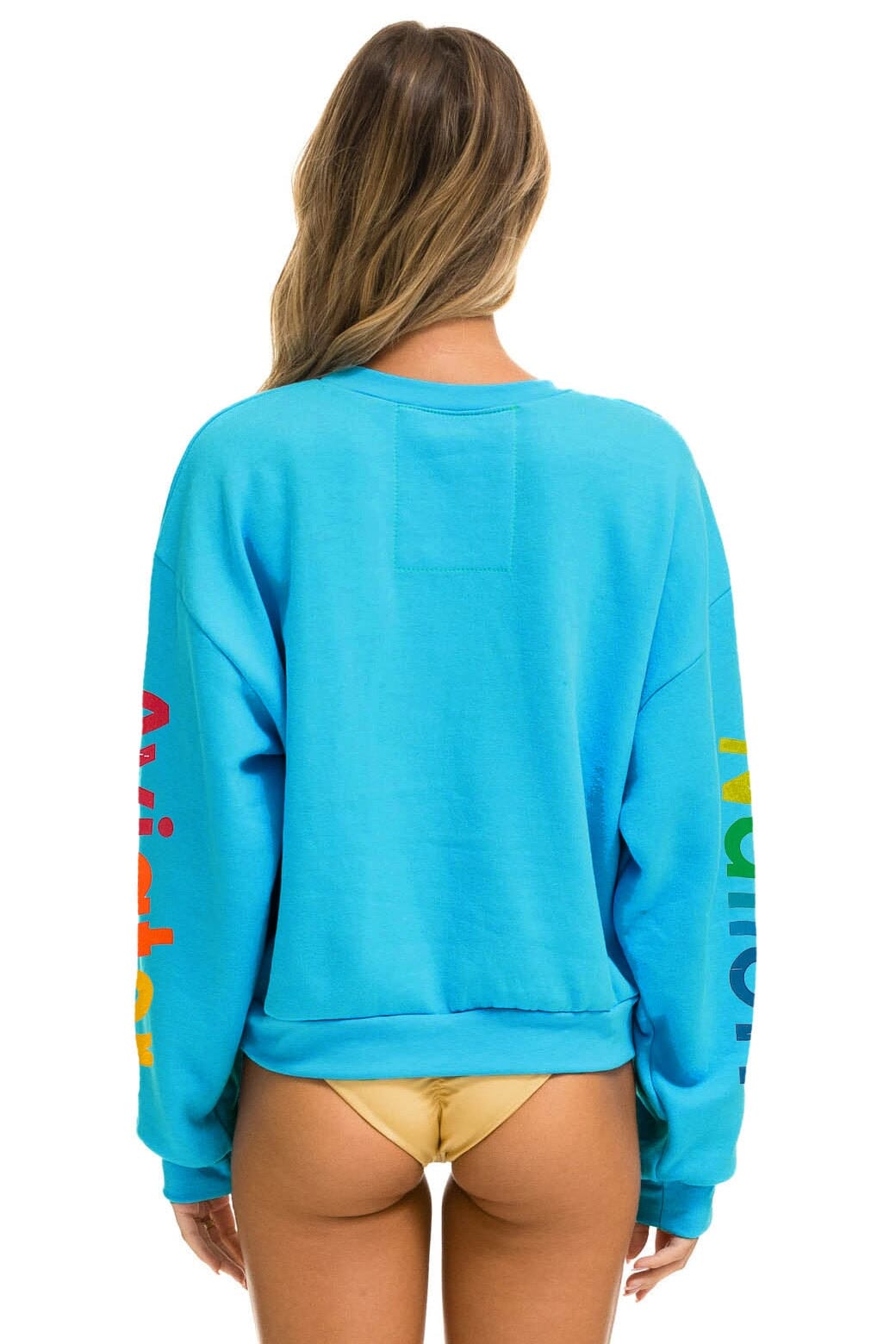Classic AVIATOR NATION AUSTIN RELAXED CREW SWEATSHIRT - NEON BLUE