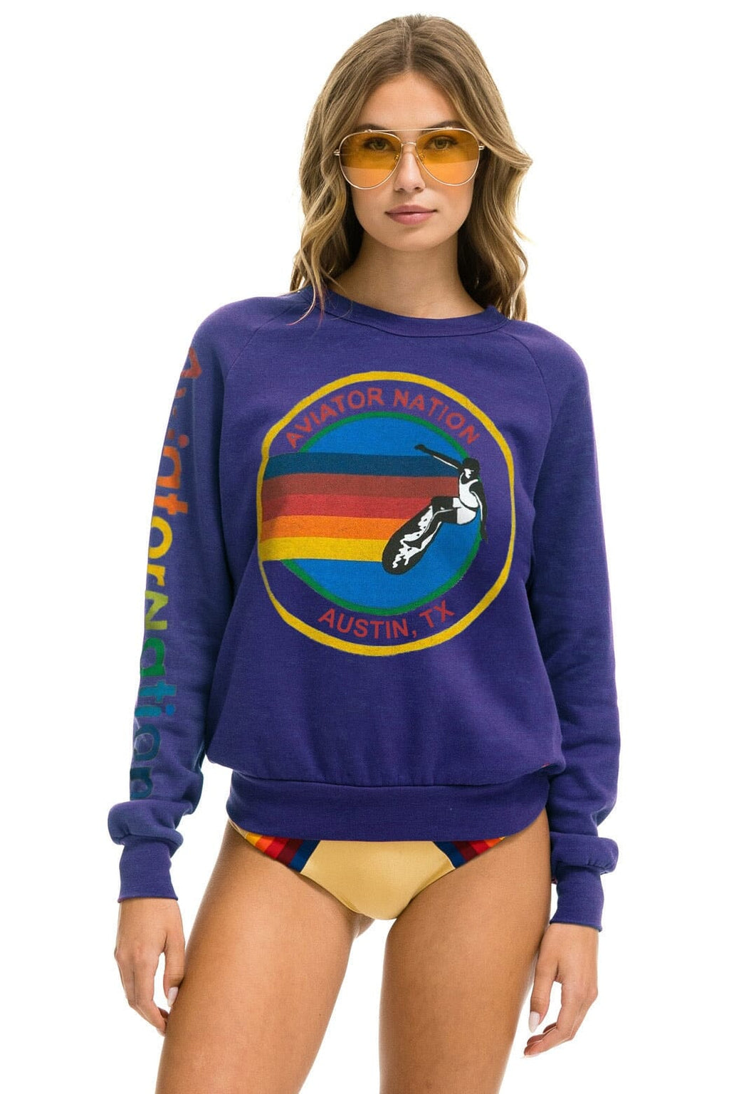 Classic AVIATOR NATION AUSTIN SWEATSHIRT - PURPLE