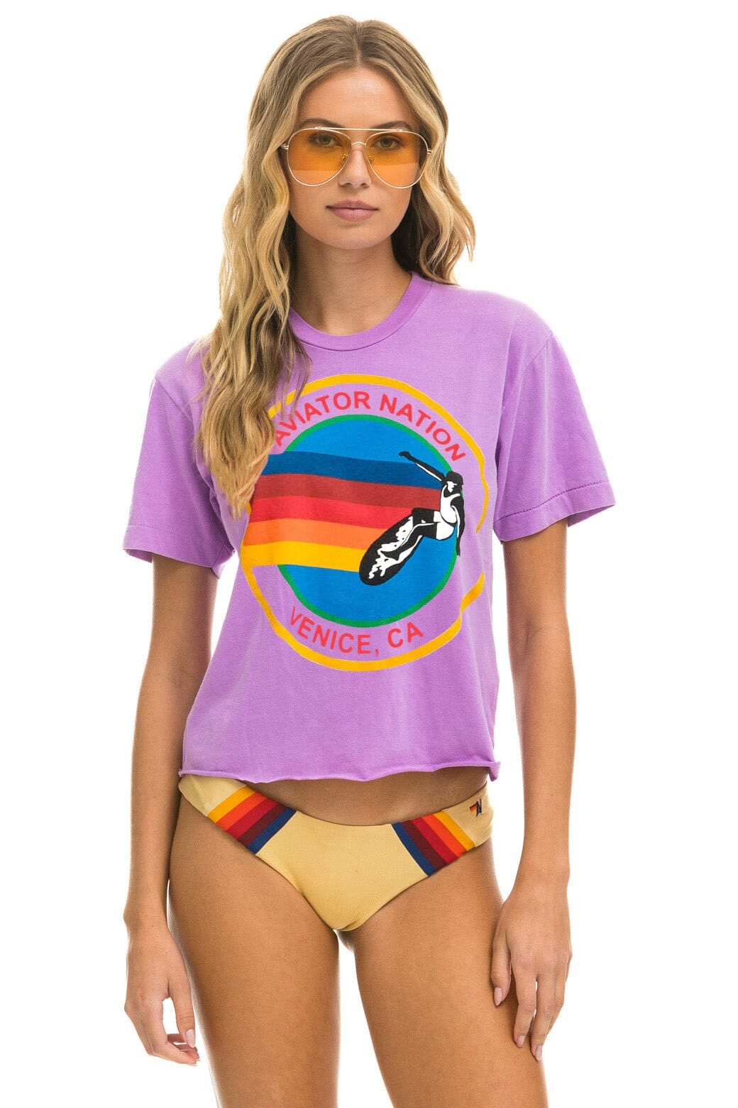 Classic AVIATOR NATION BOYFRIEND TEE - NEON PURPLE