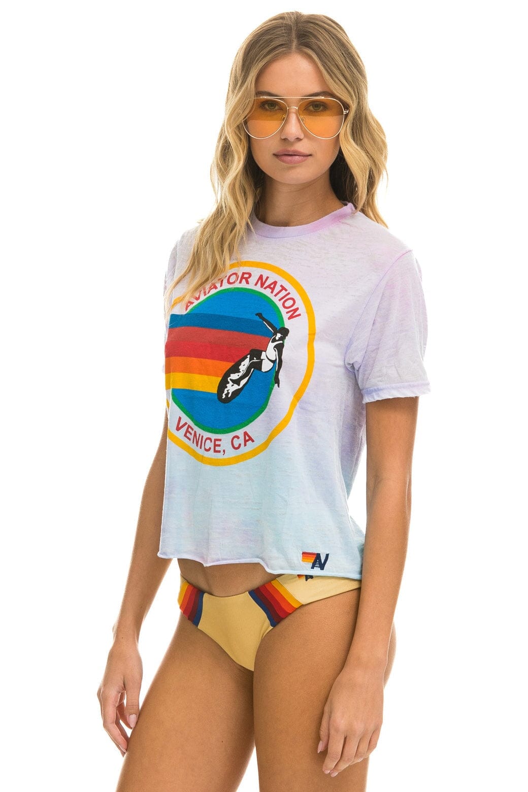 Classic AVIATOR NATION BOYFRIEND TEE - TIE DYE BUBBLEGUM