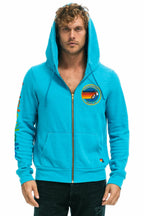 Classic AVIATOR NATION MALIBU ZIP HOODIE - NEON BLUE