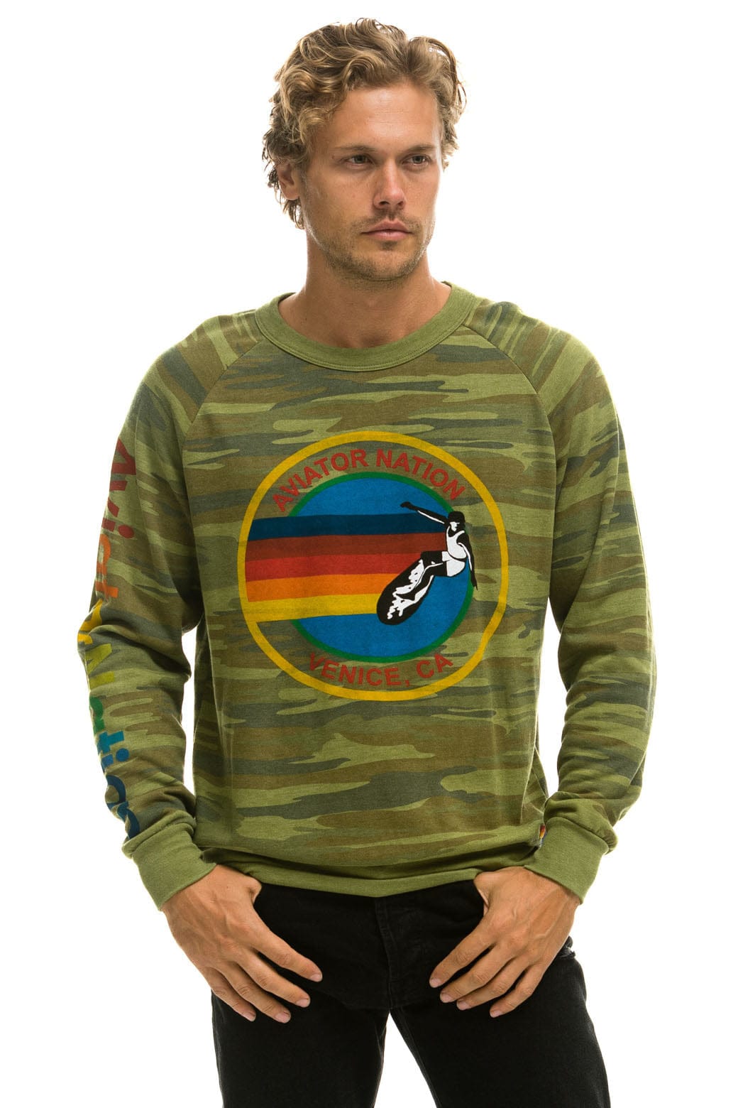 Classic AVIATOR NATION VENICE CREW SWEATSHIRT - CAMO