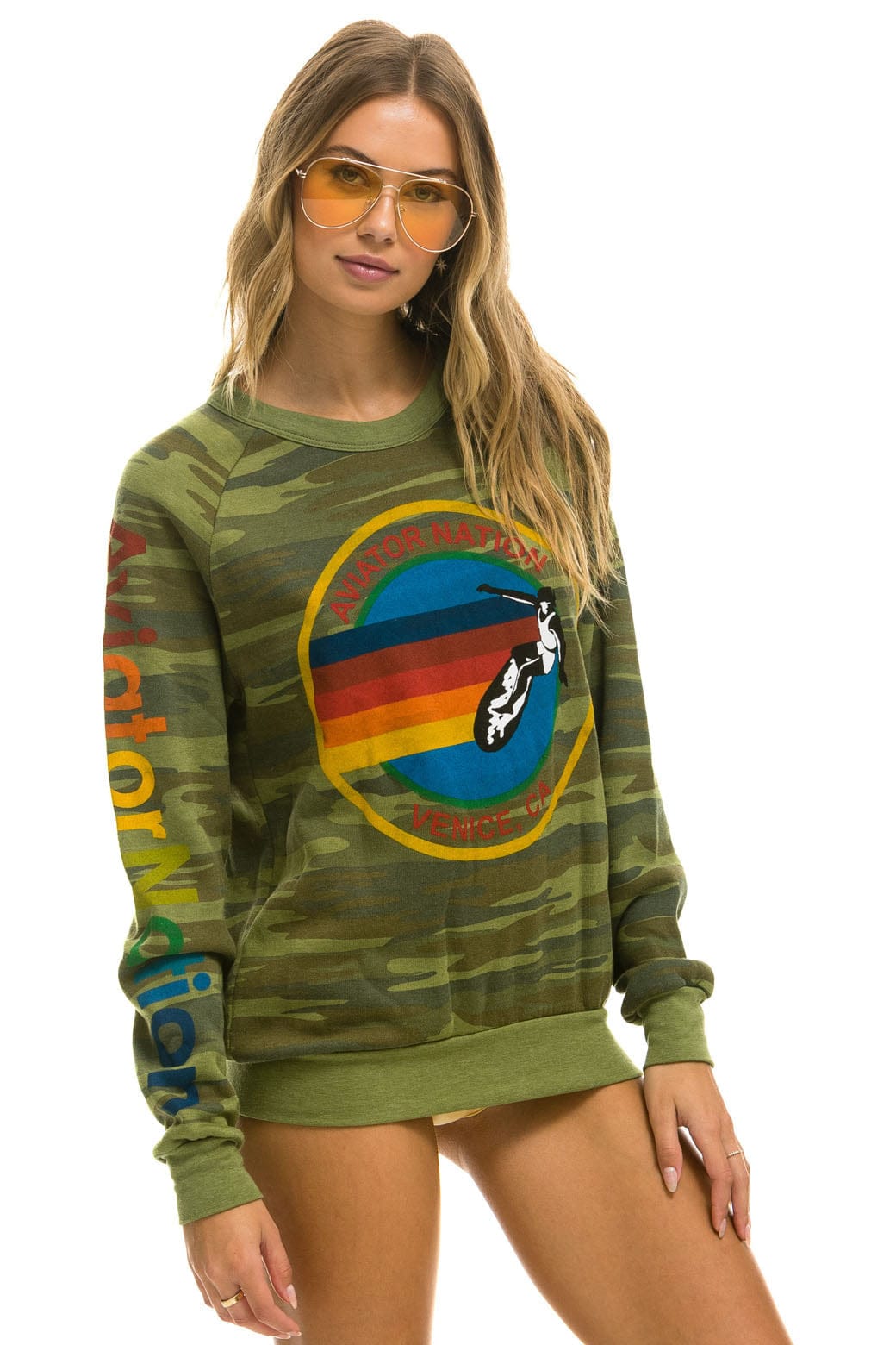 Classic AVIATOR NATION VENICE CREW SWEATSHIRT - CAMO