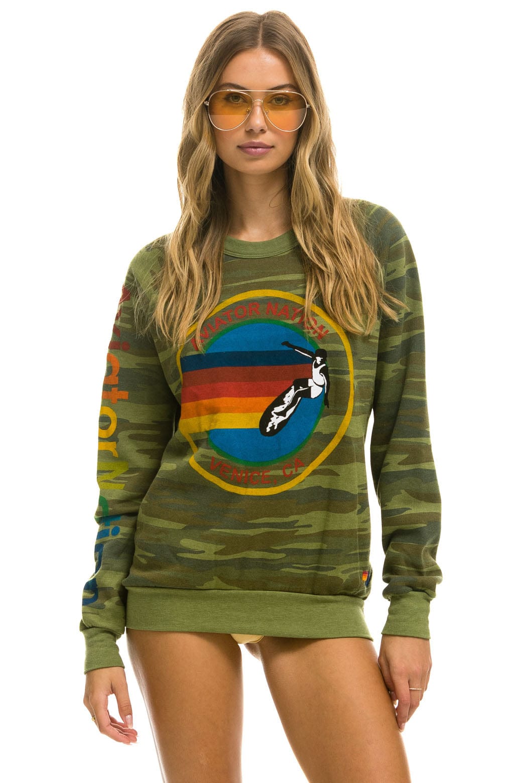 Classic AVIATOR NATION VENICE CREW SWEATSHIRT - CAMO