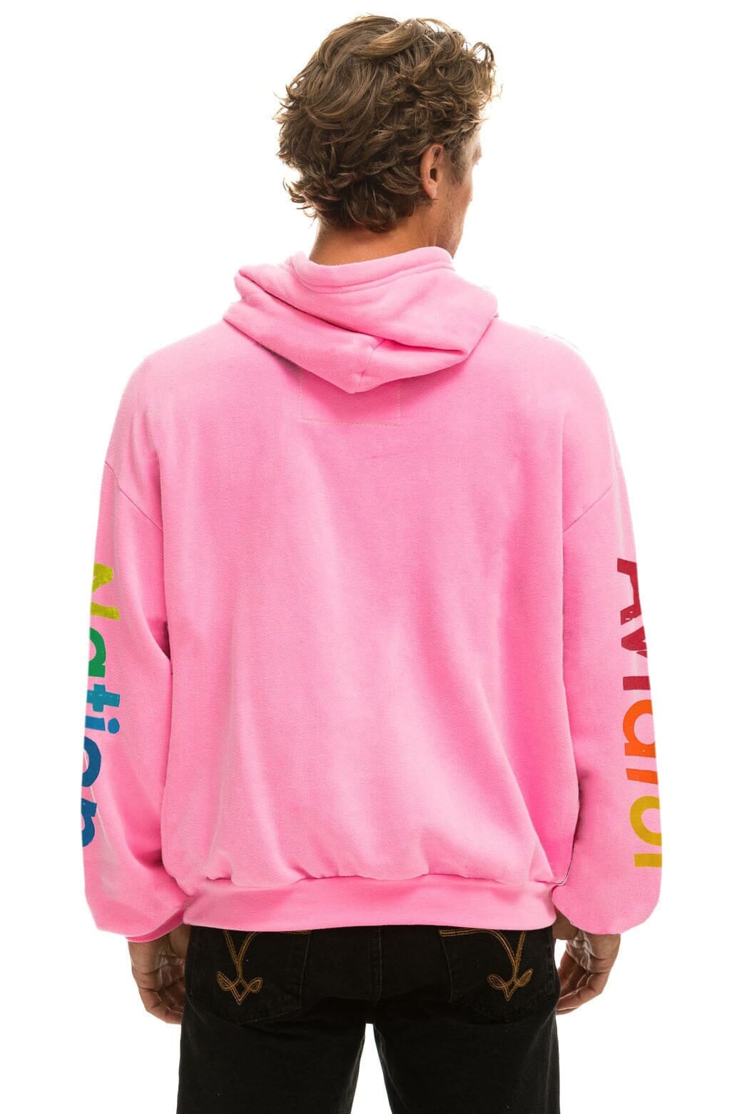 Classic AVIATOR NATION HAIGHT ASHBURY RELAXED PULLOVER HOODIE - NEON PINK