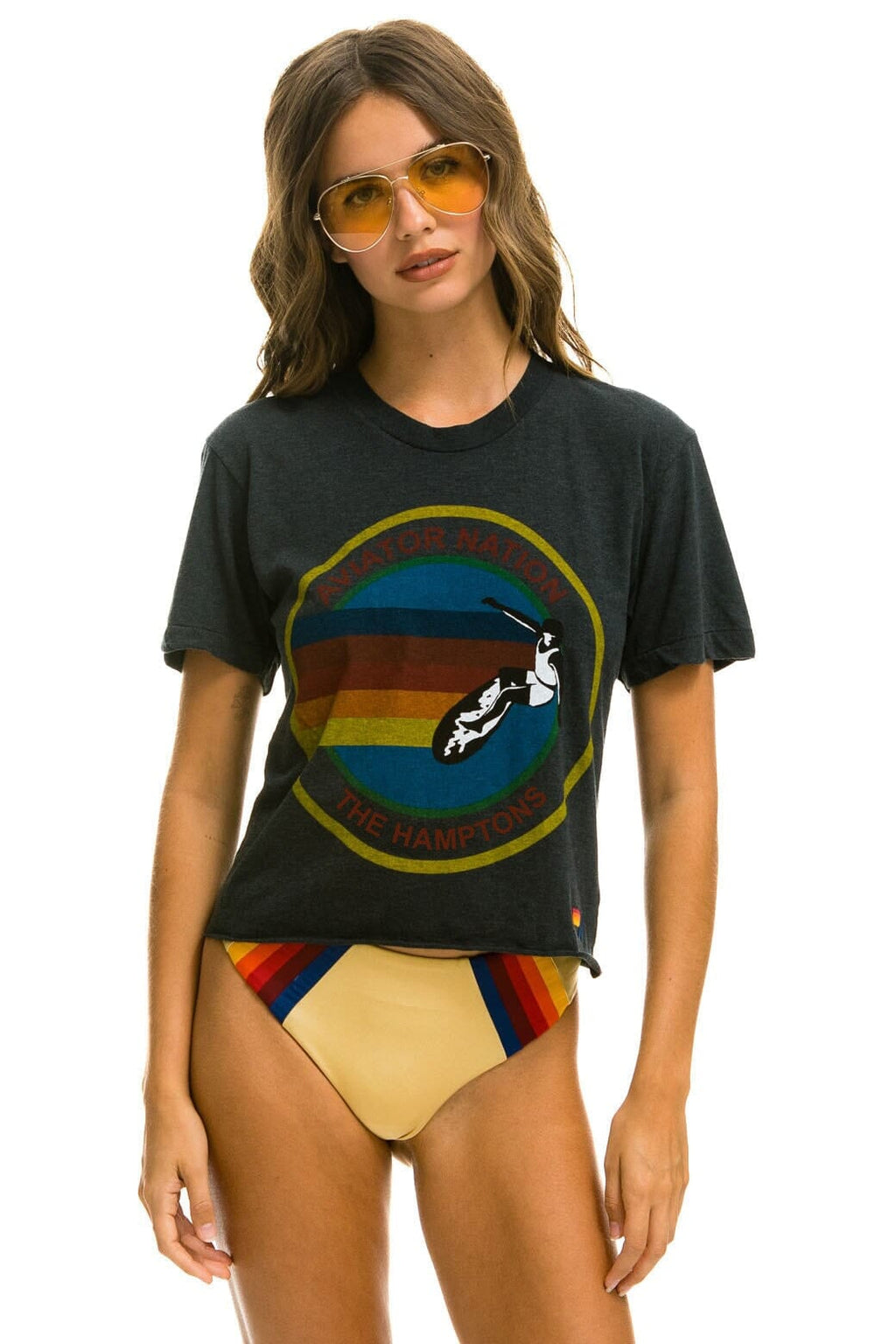 Classic AVIATOR NATION HAMPTONS BOYFRIEND TEE - CHARCOAL